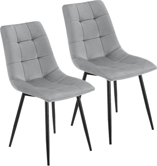 Stahl-Esszimmerstühle Blanca - 2er-Set - Hellgrau - Samt