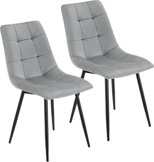 Stahl-Esszimmerstühle Blanca - 2er-Set - Hellgrau - Samt