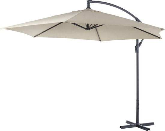 Lifetime Garden Floating Parasol mit Fuß - Sonnenschirm kippbar - ⌀300 x 300 cm - Balkon Sonnenschirm mit Tilt-Up System - Einstellbar bis 3 Meter Höhe - Champagner Sonnenschirm