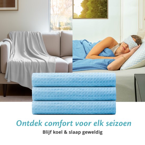 Ella Cooling blanket 135x200 cm - 100% Bio-Tencel - Selbstkühlende Decke - Kühlende Decke - Sommerdecke - Himmelblau