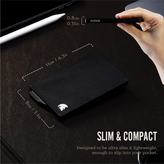 Powr RFID Wallet - Smart Wallet - Dünne Brieftasche - Kartenhalter Karten - Kartenhalter mit Geldklammer - Anti-Diebstahl - Titanium - NFC Blocker