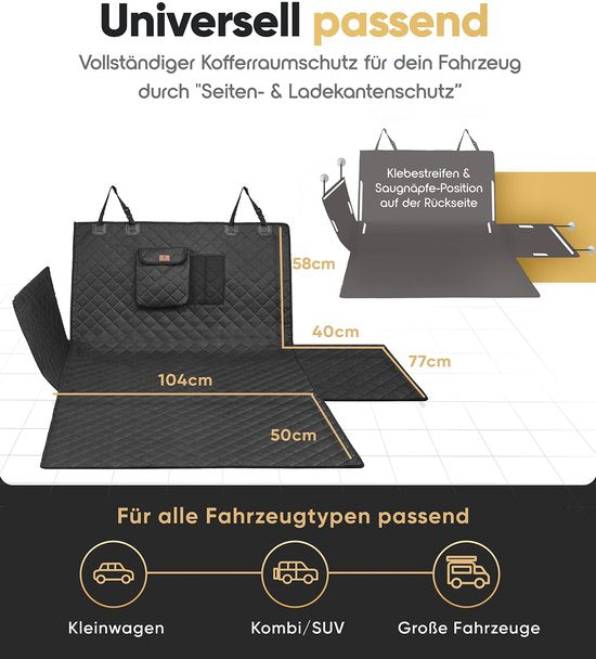 Auto-Kofferraumschutz Hund gepolstert mit Seiten- und Kofferraumschutz, Hundedecke, Kofferraum, wasserdicht und kratzfest, universelle Kofferraumschutzmatte für Hunde