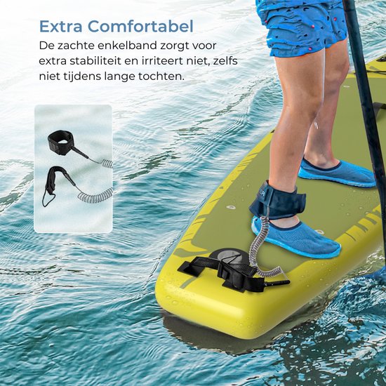 Supper Sup Board XL - Max. 220KG - Aufblasbar - Verstellbares Paddel - Wasserdichte Handytasche - Pumpe - Finne - Tragetasche - Touring 381 x 81 cm - Lime Green