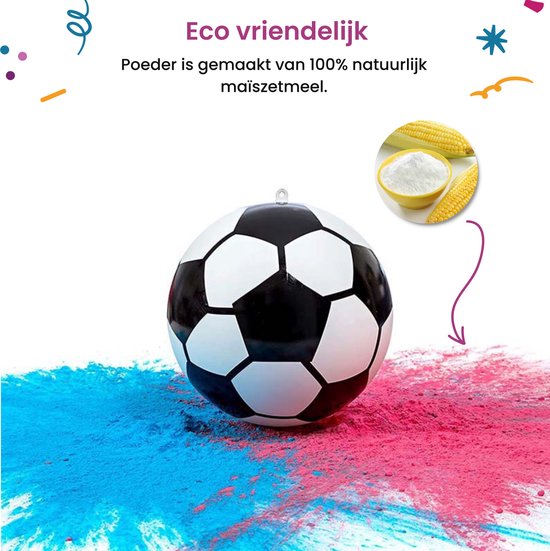 Partizzle Gender Reveal Football - Mit rosa & blauem Puder - Baby Shower Dekorationen - Junge oder Mädchen Party - Alternative Rauchbombe & Rauchpistole - Plastik