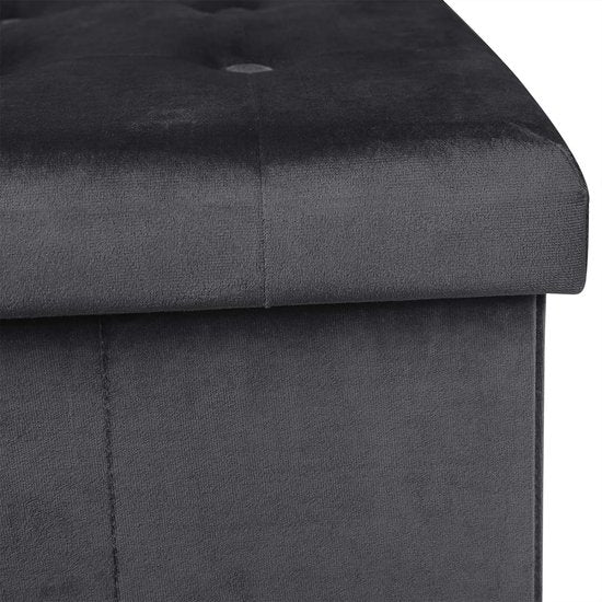 Fußhocker Aufbewahrung Bank Sitz Samt,Fußhocker Aufbewahrung Hocker faltbar 76x37.5x38cm,Grau SH70gr