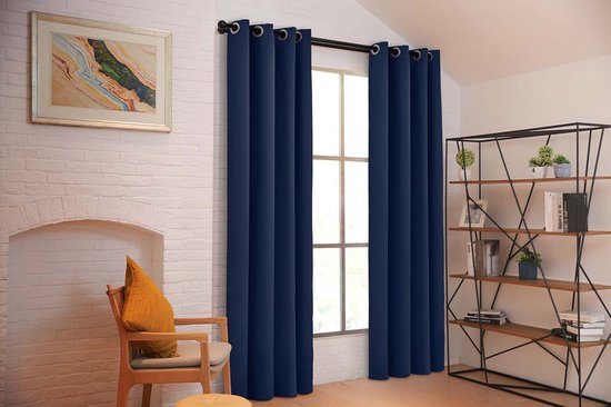 Larson – Luxuriöser, einfarbiger Verdunkelungsvorhang – mit Ringen – 1,5 m x 2,5 m – Dunkelblau