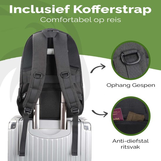 Travelhawk Rucksack - 28L - 15.6 Zoll - Laptop-Rucksack - Rucksäcke - Rucksack - Männer & Frauen - Wasserabweisend - Mit USB-Ladeanschluss