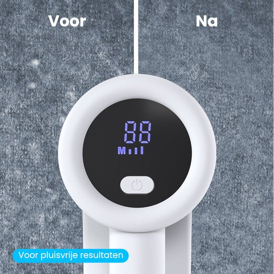Auronic Electric Lint Remover Pro - Fusselentferner - Akkulaufzeit 120 Minuten - Wiederaufladbar - LED-Anzeige - Entlaubungsgerät - Weiß