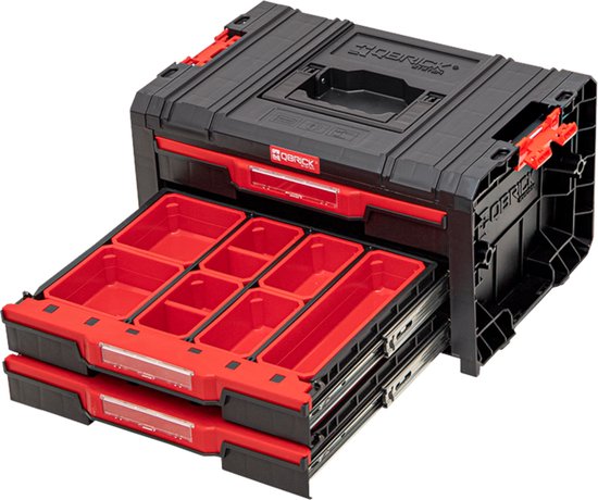 Qbrick System - PRO Drawer 3 Toolbox 2.0 Expert - 450 x 310 x 244 mm - Schwarzer PP-Kunststoff - Modularer Werkzeugkasten mit 3 Schubladen - Ultimative Werkstattorganisation