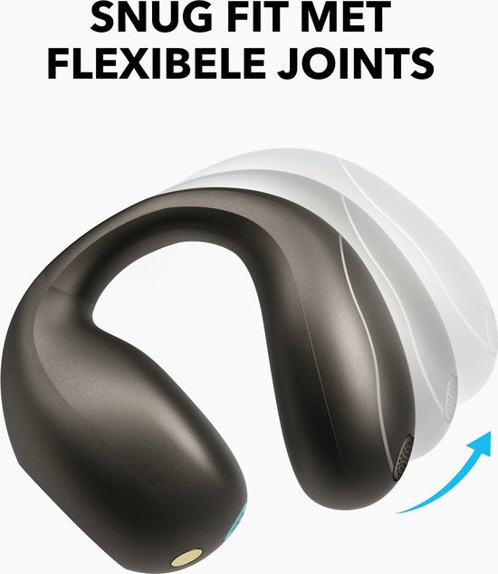 soundcore by Anker C40i Wireless Open-Ear Earbuds Black - Ohrhörer - Clip-on, flexibles Gelenkdesign, Tastensteuerung, leichter Komfort, stabiler Sitz mit anbringbaren Griffen, erweiterte Treiber für klaren Klang.