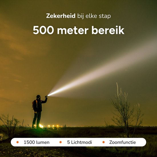 Taschenlampe LED wiederaufladbar - inkl. Batterien - Für Kinder und Erwachsene - Wasserdicht - Mini-Militär-Taschenlampen - 1500 Lumen - Proskill