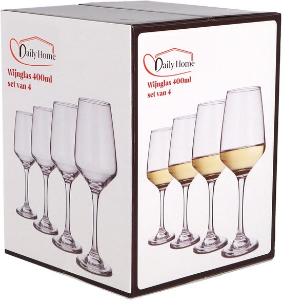 Daily Home 4er-Set Weingläser - 400ML Gläser für Weinliebhaber.