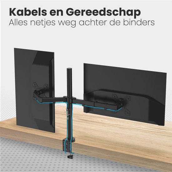 Auronic Monitorarm - Für 2 Bildschirme - 13 bis 27 Zoll - Drehbar, neigbar und schwenkbar - Stahl - Schwarz