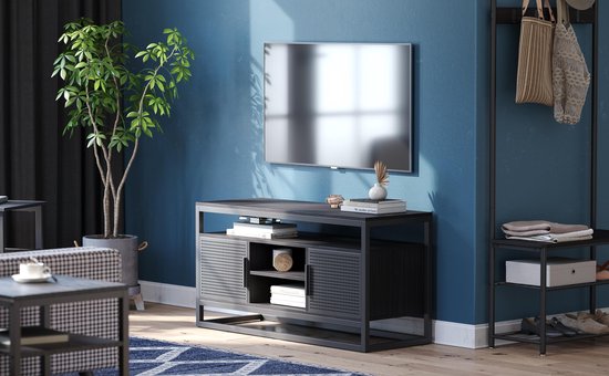 O'DADDYÂ® Wandtisch - Beistelltisch Industrial - mit 2 Netzablagen - Beistelltisch 60x30x60 cm - Flurtisch - Farbe schwarz/dunkelgrau