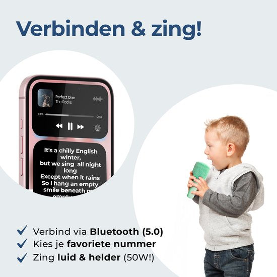 Denver Karaoke-Mikrofon Bluetooth - Drahtlos - Lautsprecher mit flauschiger Oberfläche - Karaoke-Set - AUX - MicroSD - KMS30GN