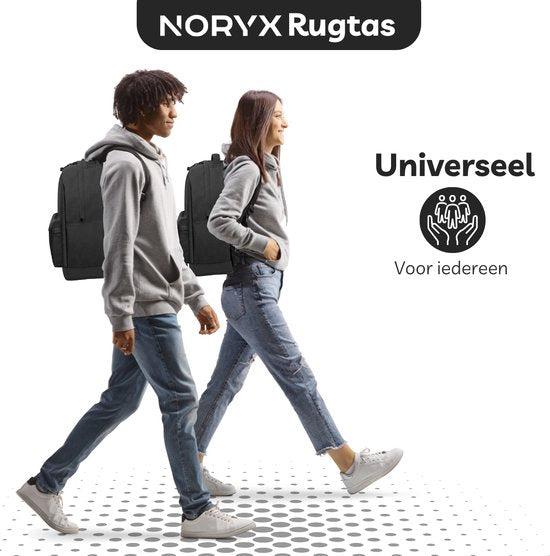 Noryx Origin Rucksack 27L - 15.6 Zoll - Laptop-Rucksack - Schultasche - Männer und Frauen - Spritzwassergeschützt - Schwarz