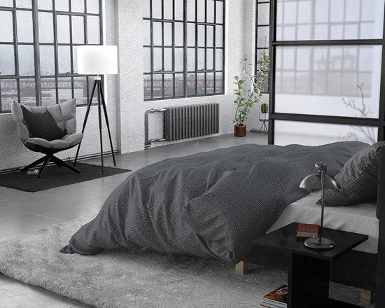 Sleeptime Flannel Jason - Bettbezug - Einzel - 140x200/220 + 1 Kopfkissenbezug 60x70 - Anthrazit
