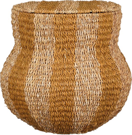 Mica Decorations Tacoma Aufbewahrungskorb mit Deckel - H47 x Ø50 cm - Jute - Gelb