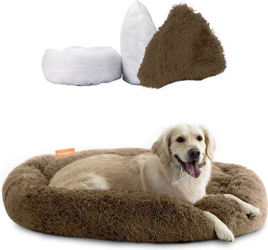 Happysnuts Donut Hundekorb 100cm - Braunes Hundebett - Hundebett - Waschbares Hundekissen