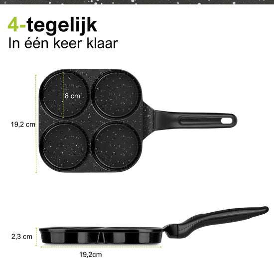 CeraFusion Pfannkuchenpfanne mit 4 Fächern Ø8 cm - Induktion - PFAS-frei - Eierpfanne - Keramikbeschichtung - Für Induktion geeignet