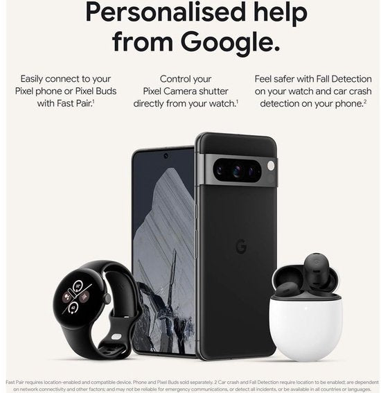 Google Pixel Watch 2 - Silbernes Gehäuse - Blaues Sportband - GPS - 5ATM - Fitbit-Funktionen - 24 Stunden Akku - AMOLED-Bildschirm