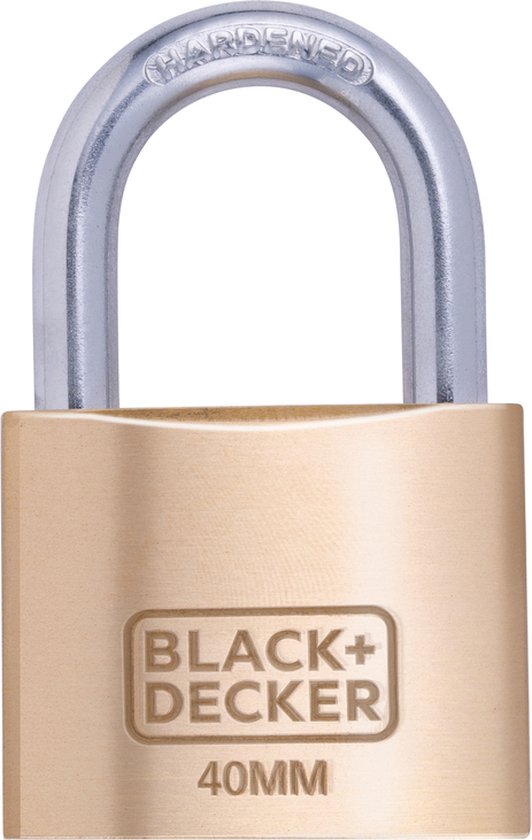 BLACK+DECKER Vorhängeschloss mit Schlüssel - 40mm - Inkl. 3 Schlüssel - Massivmessingschloss