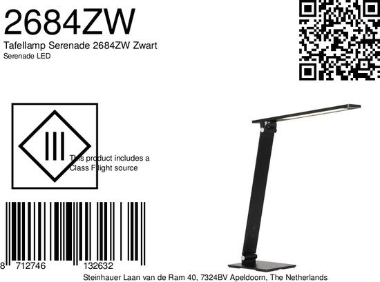 Steinhauer Tischleuchte Serenade - LED - Dimmbar - 38 x 12 x 70 cm (LxBxH) - Schwarz
