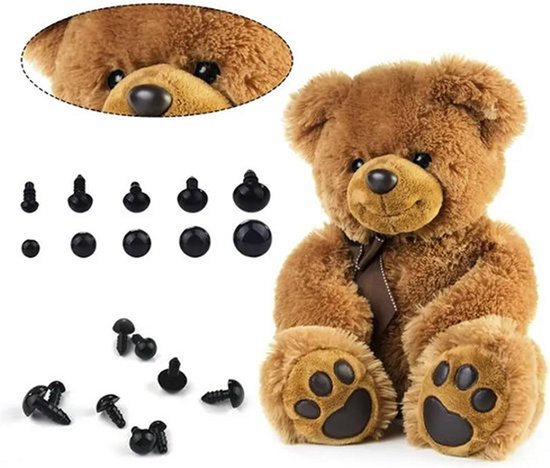 Knaak Safety Eyes - Tieraugen - 6 - 12 mm - inkl. Aufbewahrungsbox - 100 Stück - Schwarz