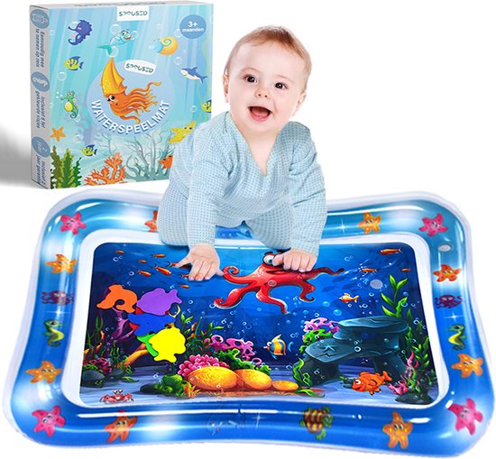Spoused Wasser Spielmatte - Wasser-Matte - Spielmatte Baby - Tummy Time - Luxus-Geschenk-Box
