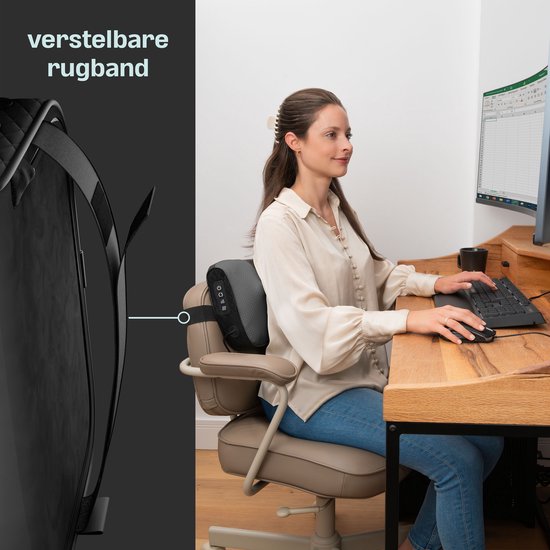CozySense® Shiatsu-Massagekissen - Elektrisches & drahtloses Massagegerät für Nacken und Rücken - Wärmefunktion - Wiederaufladbar - Ergonomisch - Schwarz