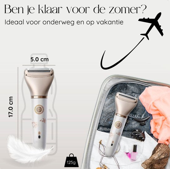 2-in-1 Ladyshave + Extra Scherkopf - Gesicht - Achseln - Beine - Bikinizone - Rasierer Frauen - Elektrischer Epilierer - Gesichtshaarentfernung Damen - Trimmer Frauen - Ladyshaves Bikini - USB Wiederaufladbar