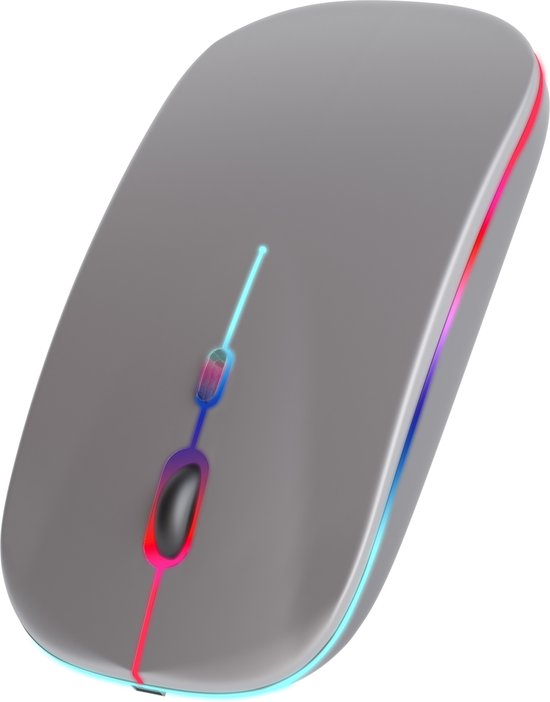 Nuvance - Kabellose Maus LED - Bluetooth - Ergonomisch - Laptop und Gaming - Kabellos - Grau