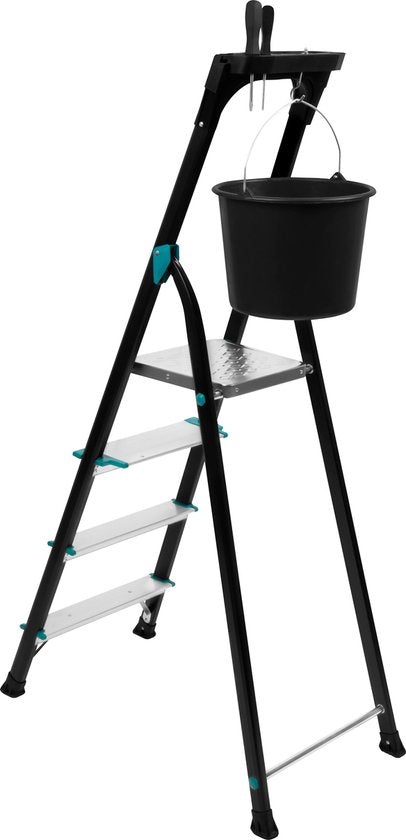 VONROC PRO Haushaltsleitern - Aluminium-Klappleiter - 4 Sprossen rutschfest - max. Belastbarkeit 150kg