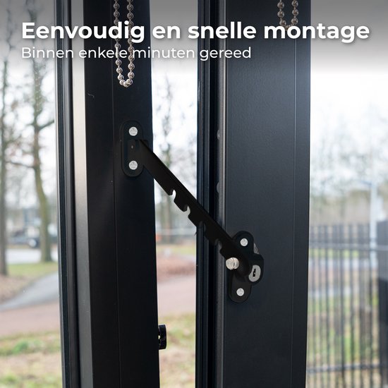 Nuvance Fensterhebel – Fensterarretierung – Kippfensterhalter – Windhaken – 5 Positionen – Fensterschloss – Windhaken – Kindersicherung – Schwarz