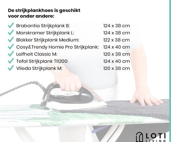 Loti Living Bügeltischbezug 124 x 38 cm - Strelitzia - Bügeltischbezug - Komplettset - Universal