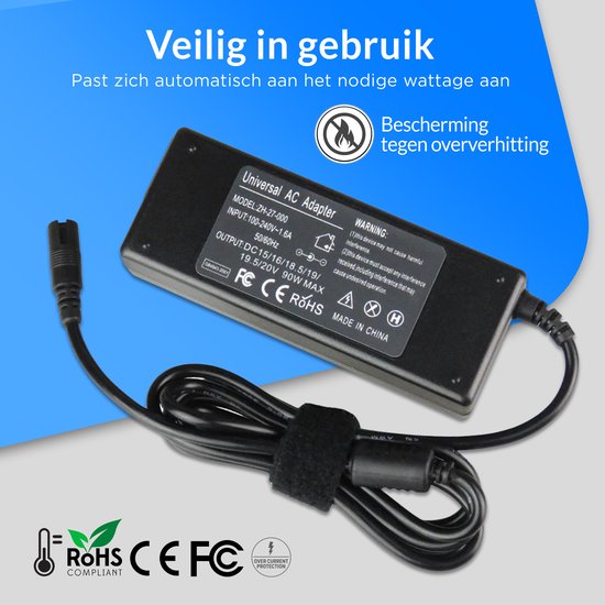 Velociy® - Universal Laptop Adapter - Laptop Ladegerät - Alle Marken - 45W-65W-90W - Asus - Acer - HP - Dell - Lenovo - Samsung - Sony