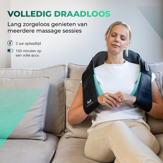 Massagerr® Shiatsu-Massagekissen 2.0 - Kabellos - Nackenmassagegerät - Inkl. Tragetasche und Stressball - Massagegerät für Rücken, Nacken und Schulter - Infrarot-Wärmefunktion - Rückenmassage - Massagegeräte