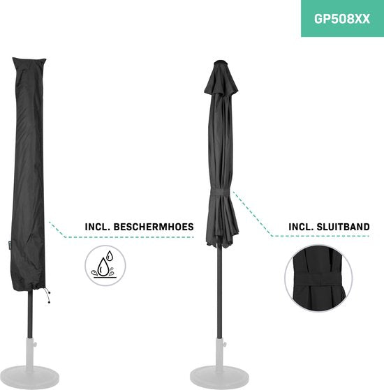 VONROC Premium Sonnenschirm Magione - Strapazierfähiger Balkonsonnenschirm - halbrund 270x135cm - UV-beständiges Tuch - Anthrazit/Schwarz - inkl. Schutzhülle