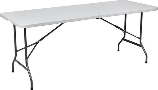 BRASQ Zusammenklappbarer Klapptisch Weiß - 180x70x74cm- Campingtisch - Klapptisch - Wetterfest - Tisch mit Tragegriff