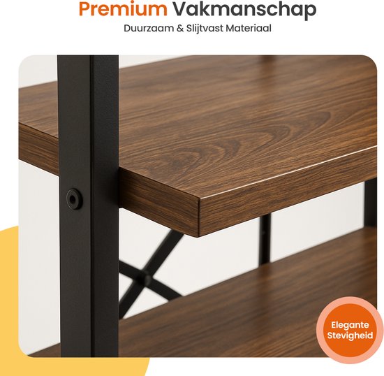 Goliving Bücherregal - 66 x 30 x 186 cm - 6 Lagen - Aufbewahrungsschrank - Wandschrank - Bücherregal - Ausstellungsschrank - Regalschrank - Wohnzimmerschrank - Industriell - Braun/Schwarz