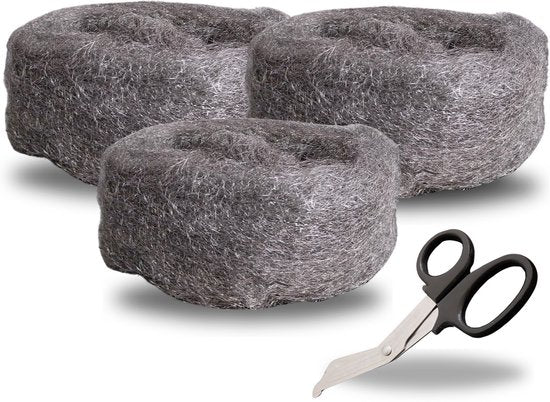 Steelwool Premium Mäuse Stahlwolle für Abwehr - 3,5 Meter - 210 Gramm - Inkl. Schere