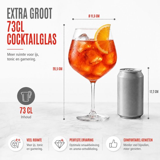 alpina Cocktailgläser, 4er-Set – Gläser für Gin Tonic, Aperol Spritz und Cocktails – Gin-Tonic-Glas 73 cl – Cocktail-Set – Glas