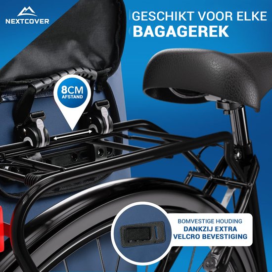 NEXTCOVER® NEW 3-in-1 Fahrradtasche für Gepäckträger [Aquashield] - Reflektierende Gepäcktasche wasserdicht - Rucksack und Umhängetasche [25 Liter]- Blau