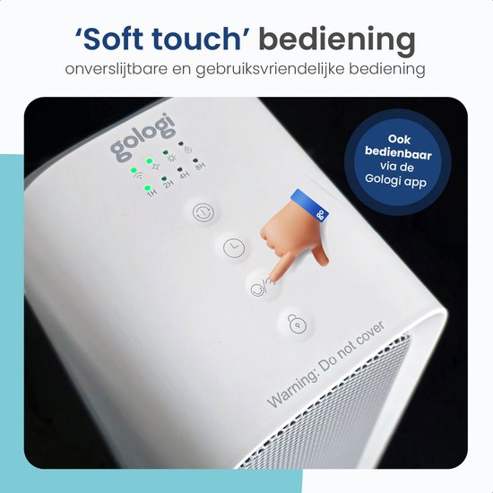 Gologi Heizlüfter mit Thermostat - Elektroherd - Heizung - Heizgerät - Mit App und Touch Control - 1500W