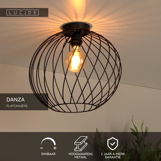 Lucide DANZA – Deckenleuchte – Ø 40 cm – 1xE27 – Schwarz