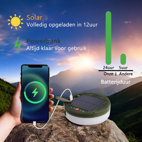 Tech Essentials Solar Camping Light String - 100LEDs - 10M - Warm-Weiß-Licht - Zelt Licht - USB aufladbar - Mit Fernbedienung - Einziehbar - Camping Licht - Solar Pendelleuchte - Notfall