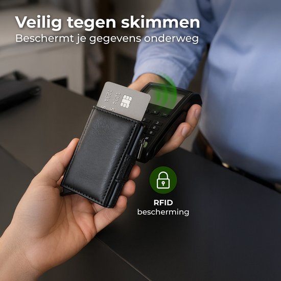 Nuvance Kartenhalter - Kartenhalter ausziehbar mit RFID-Schutz - 10 Karten - Kartenhalter Männer & Frauen - Schwarz