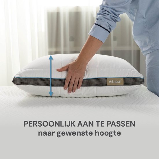 Vitapur Pillow - Kopfkissen - Memory Foam Kissen - Memosilver - Geeignet für Rücken-, Seiten- und Bauchschläfer - Memory Foam - Reduziert Nackenschmerzen - 50x70 cm