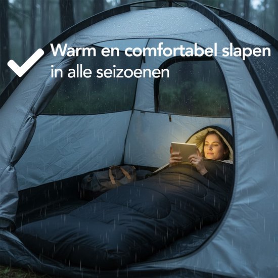 Brixy Mumienschlafsack - 4 Jahreszeiten - Schlafsäcke Erwachsene & Kinder - 210 x 75 CM - Camping - Schwarz