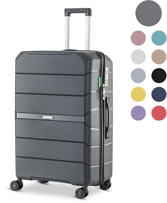 SKYCASES Urban Adventurer - Großer Reisekoffer - Zahlenschloss - 49x30x75cm - 110L - Reisekoffer mit Kofferschloss - Spinner-Räder - Anthrazit V2